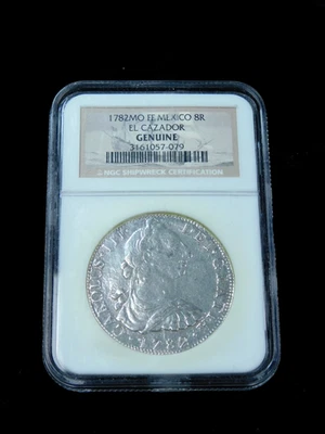 1782 Mexico 8 Reales Silver Shipwreck Coin - NGC El Cazador Shipwreck Genuine - Image 1 of 4