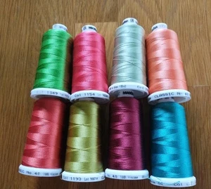 8 Spools Madeira Rayon Embroidery Thread -Classic #40 Cones 1000m Multicolor #A - Picture 1 of 3