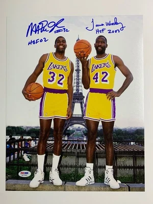 Magic Johnson & James Worthy dual signed 11x14 autographed photo PSA ITP - Image 1 of 4