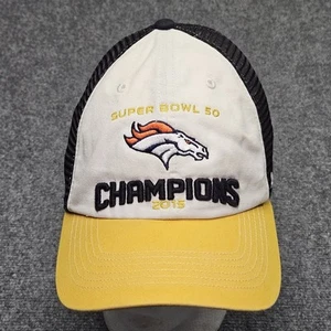 Denver Broncos Hat Super Bowl 50 Champions 2015 White Black Yellow 47 Brand - Picture 1 of 7