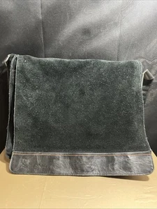 Ben Sherman Black Suede Messenger/Laptop Bag With Fold Flap - Picture 1 of 14