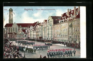 Ansichtskarte Augsburg, Obere Maximilianstrasse, Parade - Picture 1 of 2