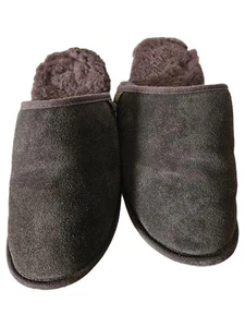 Just Sheepskin Pantofole Donna Marroni Camoscio Bordo Pelliccia (EU 45) - Foto 1 di 5