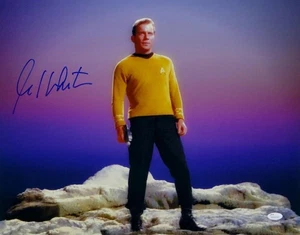 William Shatner Signed Star Trek 16x20 Standing on Rock *Blue/Left JSA W Auth - Picture 1 of 5