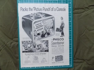 1956 PRINT AD  PHILCO PORTABLE TV PICTURE PUNCH OF A CONSOLE - Picture 1 of 1