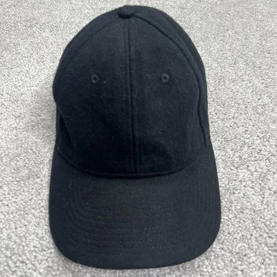 Boné de beisebol unissex adulto mistura de lã preto chapéu pano e osso alça ajustável traseira - Imagem 1 de 4