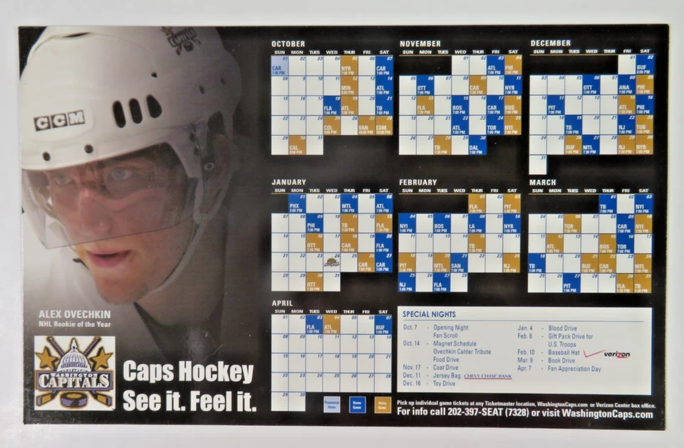 🏒 2006-07 washington capitales 🏒horario magnético novato del año OVECHKIN 🏒 Foto 1 de 1