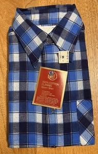 Camicia vintage Sears Kings Road a quadri in flanella con bottoni taglia Med alta NOS - Foto 1 di 6