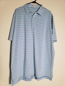 Camisa Polo de Golf Peter Millar Verano Confort Verde Blanco Azul Rayas Talla XL - Imagen 1 de 8