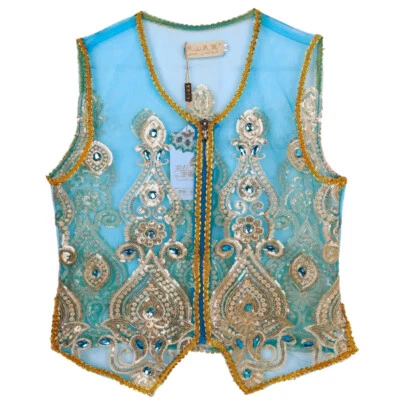 Gilet En Maille Pour Femmes Avec Paillettes Et Strass, Hauts De Danse Brodés - Photo 1/4