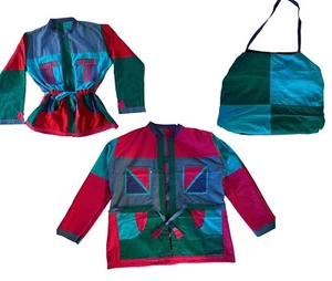 Vintage 90s Y2K Color Block Reversible Jacket Purse 2 in 1 Unisex Small-XXL Bold - Picture 1 of 10