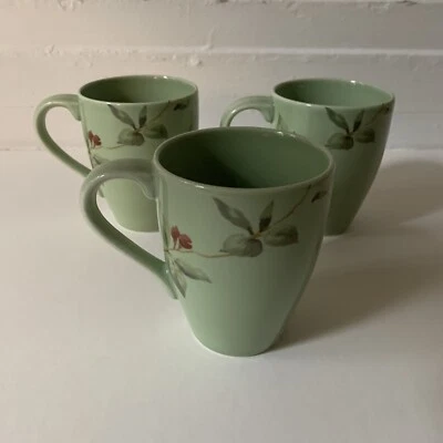 222 Fifth Butterfly Blossom Green Floral Ceramic Mug Cup ~ Set of 3 - Image 1 of 4