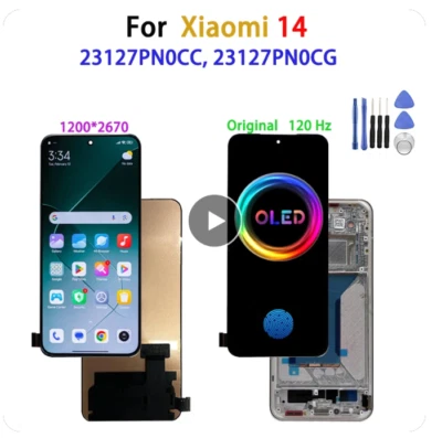 Original For Xiaomi 14 23127PN0CC Full LCD Display Touch Screen Digitizer Frame - Image 1 of 4