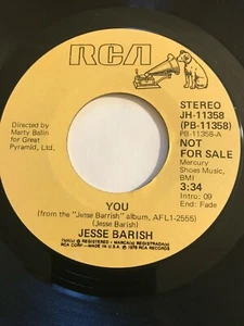 JESSE BARISH {70s Pop Rock 45} YOU (stereo/mono) ♫hear ~ promo - Picture 1 of 2