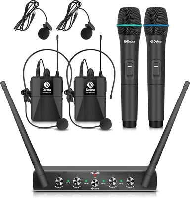 D Debra Audio Pro UHF 4 Channel Wireless Microphone System Bodypack Microphone B - Image 1 of 4