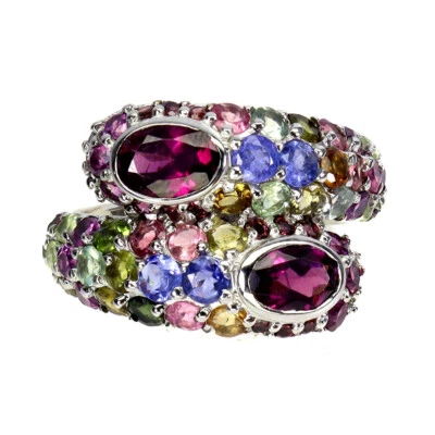 925 Sterlingsilber Ring Oval Rhodolith Peridot Natur Edelstein Schmuck Größe 8 - Bild 1 von 4