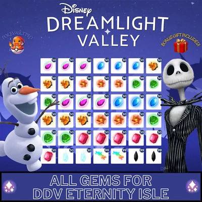 Disney Dreamlight Valley 💎ALL GEMS FOR DDV ETERNITY ISLE 42 stacks💎Bonus Gift - Image 1 of 4