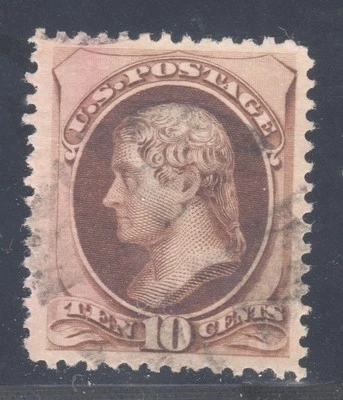 U.S. STAMP #188 —  10c JEFFERSON  - 1879 — USED + CERTIFICATE - Image 1 of 3