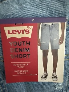 Levi’s Youth Denim Shorts Size 10 511 Slim Adjustable Waist Distressed Details - Picture 1 of 8