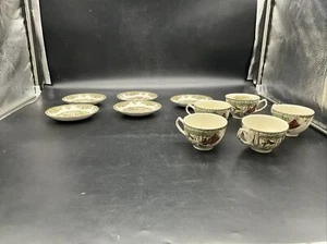 Set of 5 Johnson Bros. Friendly Village 'Ice House' Coffee Tea Cups and Saucers - Picture 1 of 9