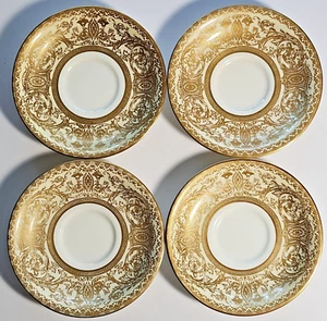 Royal Worcester Saucer Dessert Plate Embassy White & Gold Set of 4 Wall Decor - Picture 1 of 11