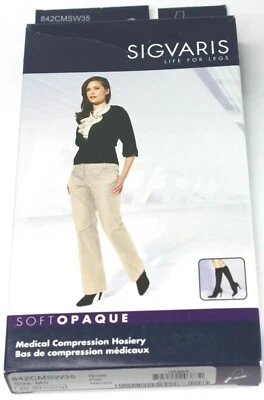 Sigvaris 842C Cushioned Cotton 20-30 mmHg Knee High Compression Socks for Women - Image 1 of 4