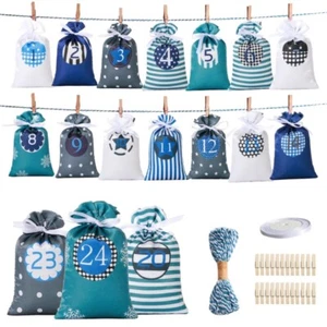 24pcs Advent Calendar for Filling with Drawstring Resusable for Christmas DIY - Picture 1 of 8