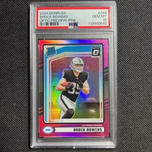 2024 PANINI DONRUSS OPTIC PREVIEW-PINK #394 BROCK BOWERS ROOKIE RC PSA 10 GEM MT - Picture 1 of 2