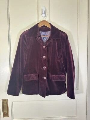 Chaqueta Blazer Gap Terciopelo Botón Mujer Talla Pequeña Púrpura Clásica Ciudad Diversión Foto 1 de 4