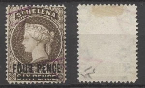 No: 123105 - ST HELENA - AN OLD 6 PENCE STAMP w OP. "FOUR PENCE" - USED!! - Picture 1 of 1
