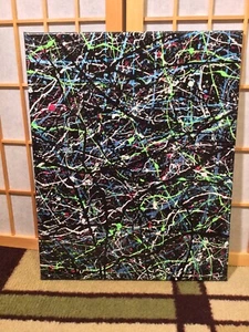 Jackson Pollock Style Painting 16" x 20", No. 199. Signed by Artist COA Issued - Picture 1 of 15