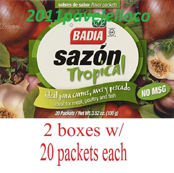 Badia Sazon Tropical con Mezcla de Cilantro (2 Cajas) con 20 Paquetes cada uno (3.52oz) Foto 1 de 4