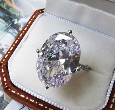 Anello di fidanzamento ovale stile Art Deco in argento sterling gioielli anti... - Immagine 1 di 4