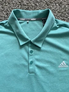 Men’s Adidas Button Down Blue Teal Golf Polo - Picture 1 of 14