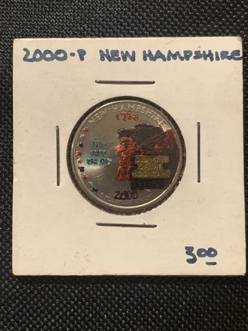 2000 P New Hampshire quarter colored uncirculated Cover