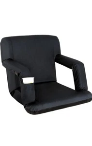 Zeny Folding Stadium Seats for Bleachers w/Back Support, 5-Reclining Black 1Pac - Picture 1 of 3