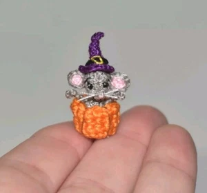 Dollhouse Miniature Ooak Artist Toy Halloween Mouse Doll Toy Halloween Gift 1" - Picture 1 of 9