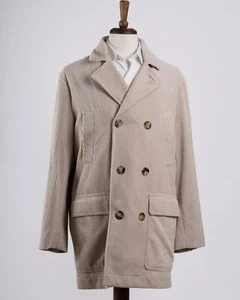 Brunello Cucinelli $6,150 Beige Corduroy Cotton Cashmere Blend Coat (50 IT) M - Picture 1 of 8