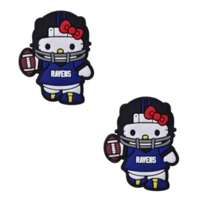 NFL Baltimore Ravens Football Kitty Crocs Shoe Charms Jibbitz - 2 pieces - Picture 1 of 1