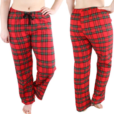 Womens Pajama Pants Lightweight Soft Flannel Plaid Casual Lounge Sleep Bottoms - Image 1 of 4