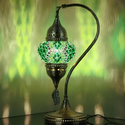 Turkish Moroccan Mosaic Bohemian Colorful Table Bedside Lamp Light Lampshade 15" - Image 1 of 4