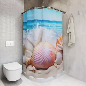 Beach Vibes Shower Curtain, Nautical Decor, Coastal Bathroom, Sea Shell Shower - Picture 1 of 6