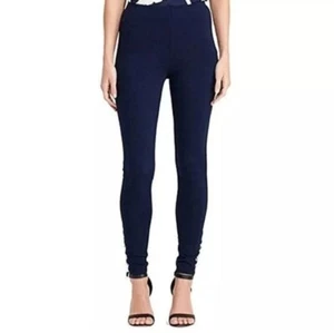 Ralph Lauren LRL Lace Up Ankle Pull On Ponte Knit Leggings Navy Blue Size Large - Picture 1 of 7