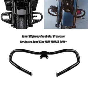 Black Engine Guard Highway Crash Bar Fit For Harley Touring Street Electra Glide - Picture 1 of 11