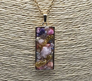 Roh Achat Druzy Quarz Anhänger vergoldet Edelstahl Kette Halskette - Bild 1 von 4