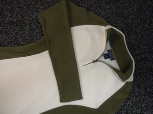 Ralph Lauren Sweater Mens L Green White 1/4 Zip Ribbed Knit Mock Neck Polo Jeans - Bild 1 von 8