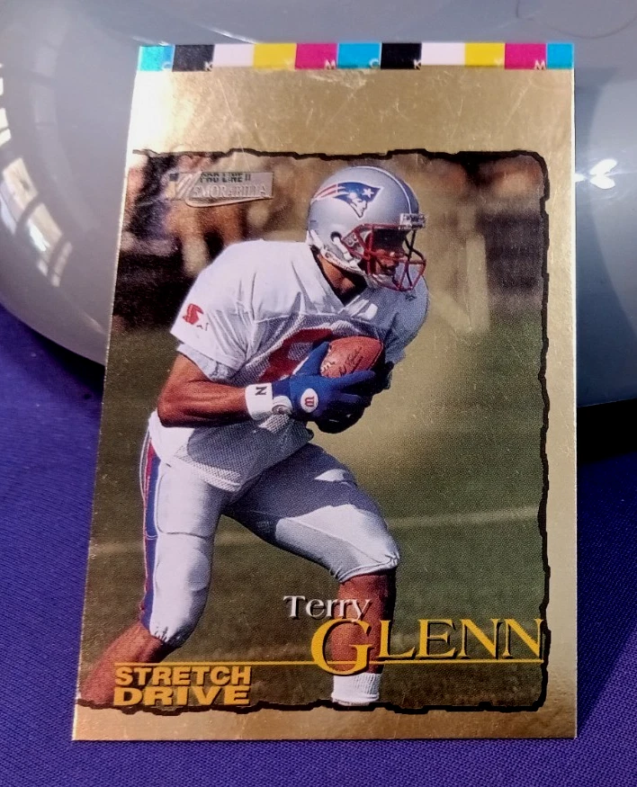 1996 TERRY GLENN PRO LINE STRETCH DRIVE GOLD SILVER FOIL SIGNATURE ERROR PROOF - Image 1 of 4