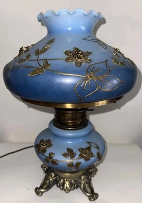 MCM Carl Falkenstein Hollywood Regency Blues & Bronze Metalwork  Lamp Electric - Image 1 of 4