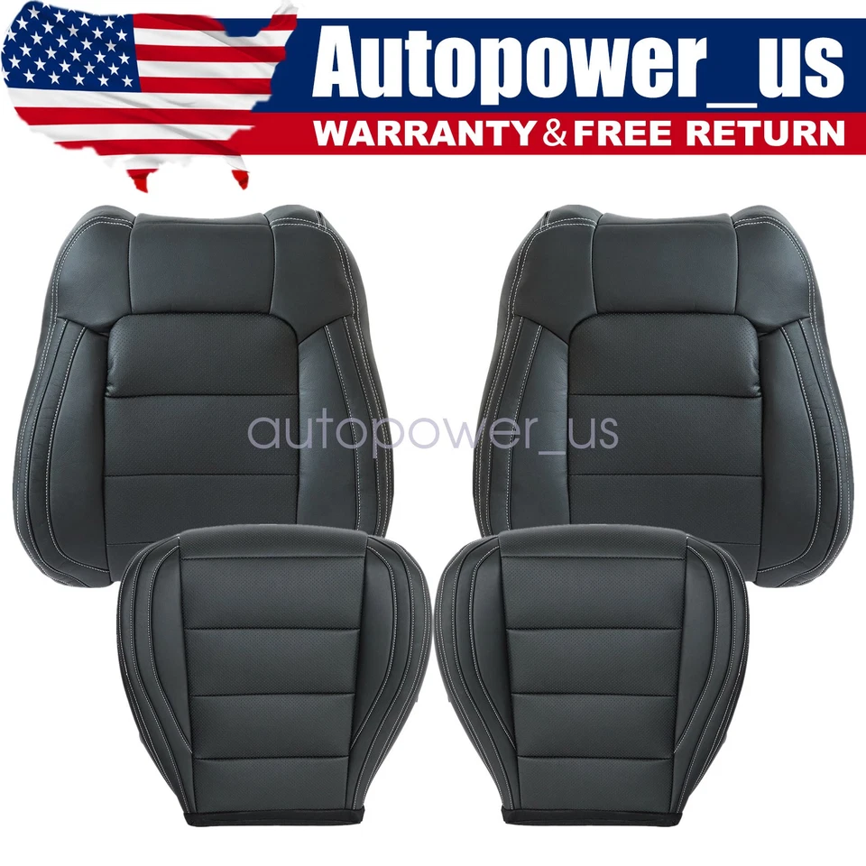 For 2015-23 Ford Mustang Driver / Passenger Perforated Leather Seat Cover Black - Image 1 of 1