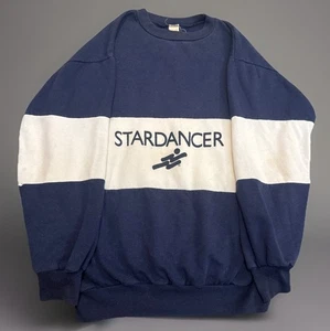 StarDancer Navy Blue White Color Block Vintage 80s Crewneck Sweatshirt Large - Picture 1 of 13